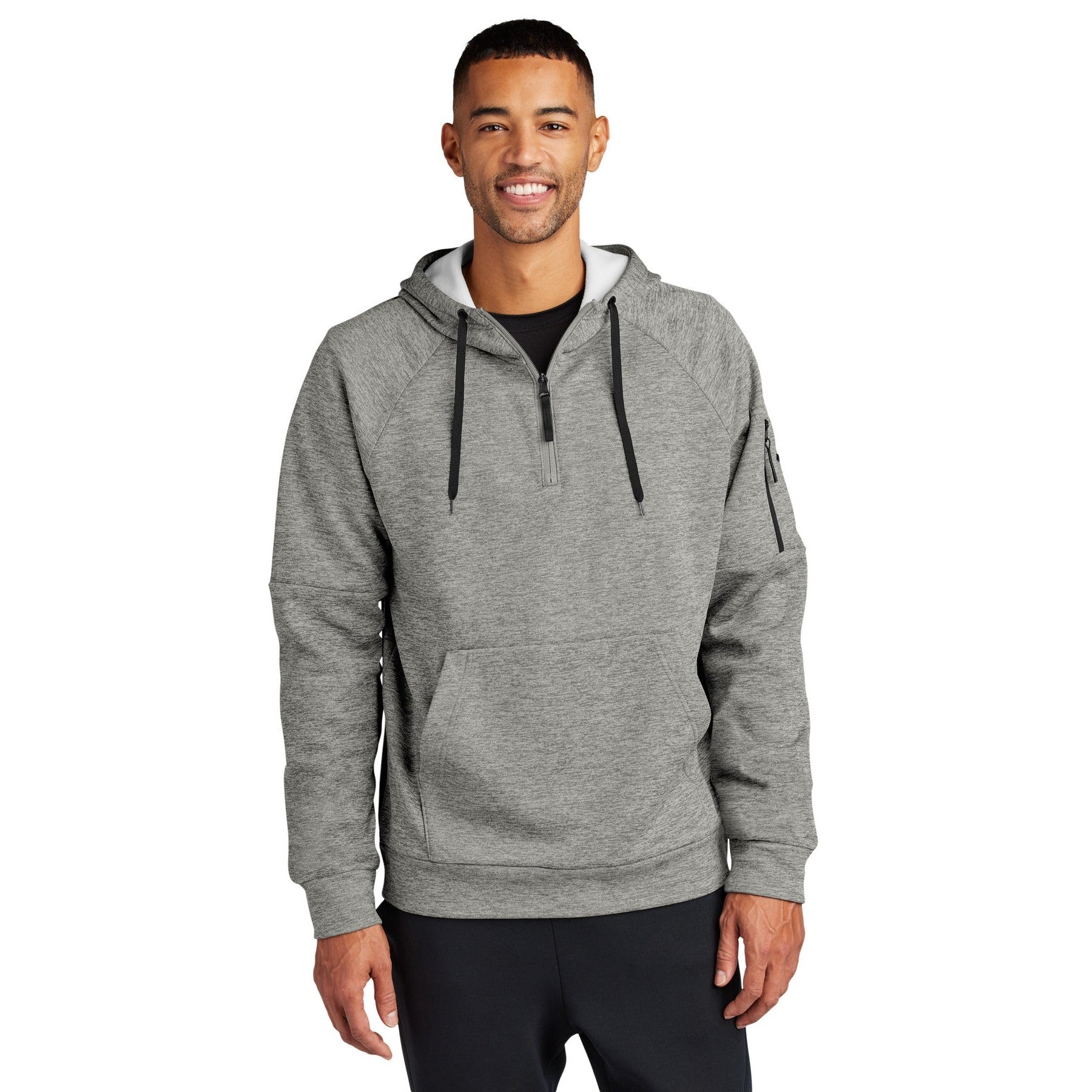 Nike-Nike Therma-FIT Pocket 1/4-Zip Fleece Hoodie NKFD9742-MedTech-4